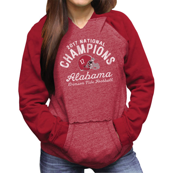 Alabama Crimson Tide Women's College Football Playoff 2017 National Champions Raglan Pullover Hoodie – Crimson alabama crimson tide 2018 NCAA national champions shirts locker room hats