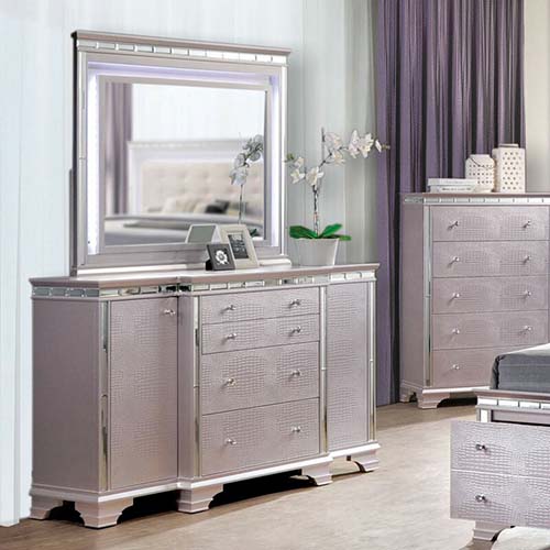 Askerby 4 Drawer Double Dresser Croc Embossed Mirrored dressers