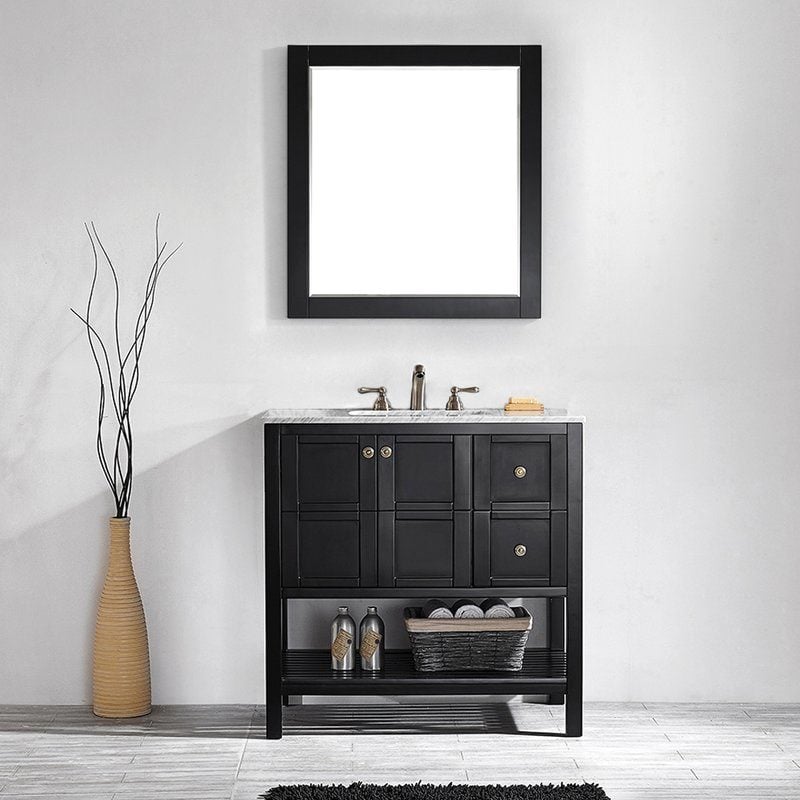 Beachcrest Home Caldwell 36" Single Bathroom Vanity Set with Mirror Espresso 2018 wayfair dream bathroom upgrade sale 