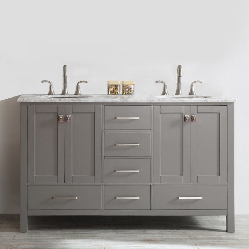 Beachcrest Home Newtown 60 Double Bathroom Vanity Fossil Gray wayfair dream bathroom upgrade sale
