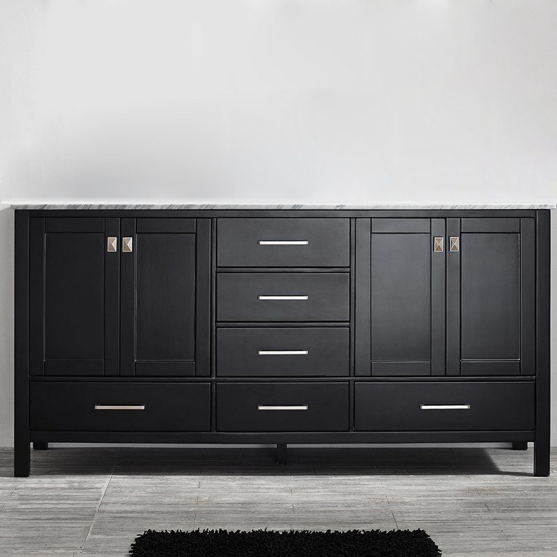 Beachcrest Home Newtown 72" Double Bathroom Vanity Set Espresso Carrara marble top wayfair dream bathroom upgrade sale