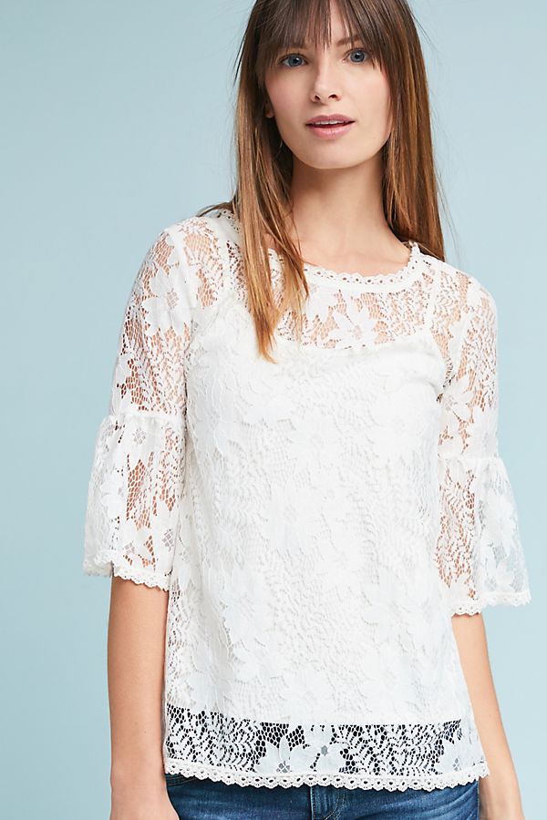 Blue Tassel Daisy Lace Top White anthropologie winter fashion sale