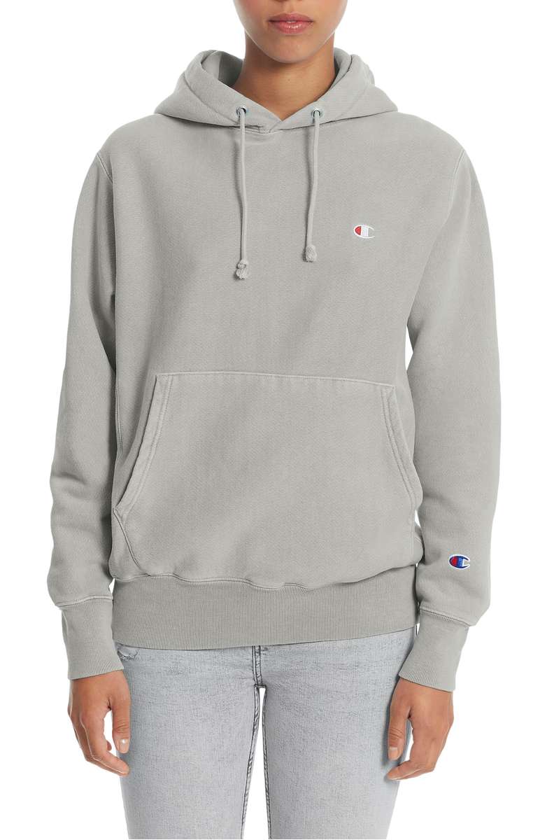 CHAMPION Reverse Weave Pullover Hoodie Evening Shadow Grey grey hoodies sienna miller