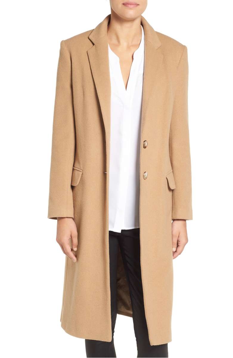 CHARLES GRAY LONDON Wool Blend College Coat Camel sienna miller celebrity fashion