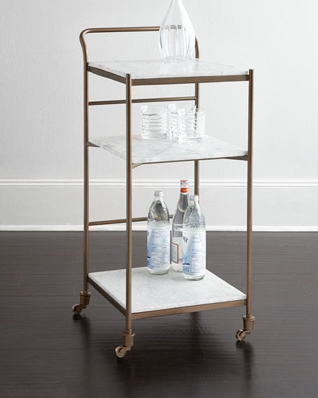 Coolidge Bar Cart Antique Brass Finish Marble Top horchow everyday value sale