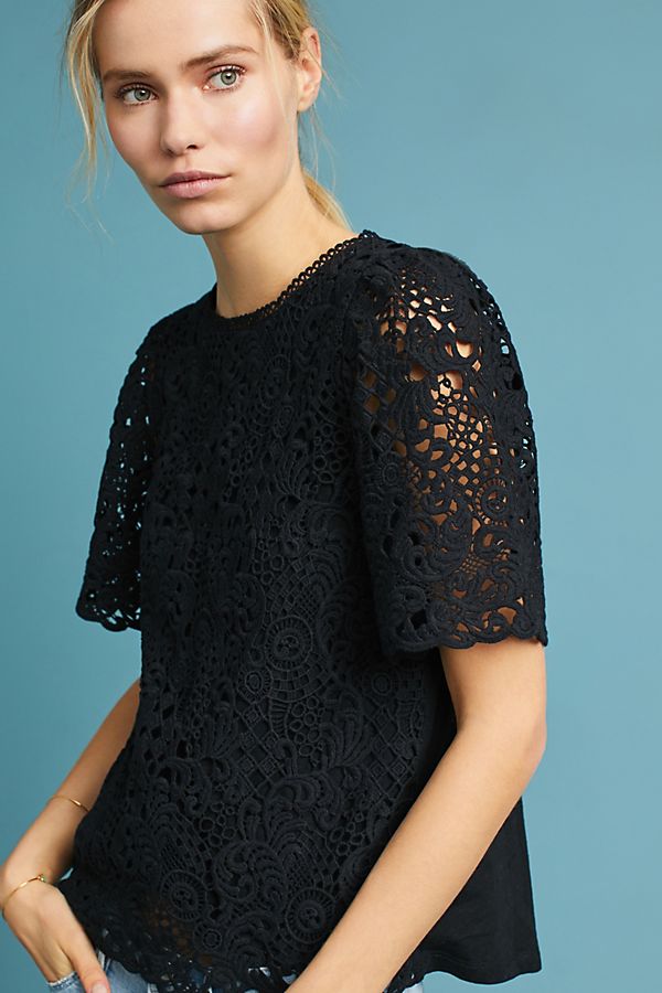Eri and Ali Suzy Lace Top Black anthropologie winter fashion sale