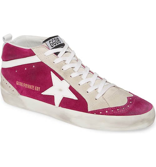 GOLDEN GOOSE Mid Star Sneaker Pink Suede White sneakers women