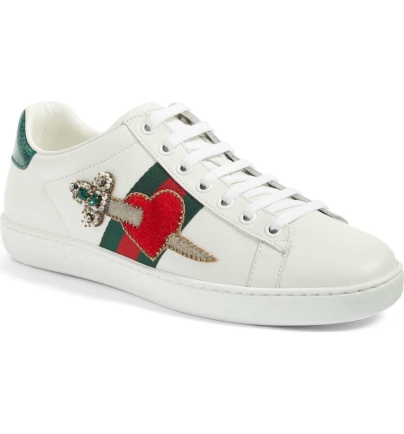GUCCI New Ace Pierced Heart Sneaker White Multi gucci sneakers women winter 2018