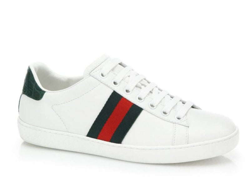 Gucci New Ace Leather Lace-Up Sneakers White Leather sienna miller celebrity fashion gucci sneakers 