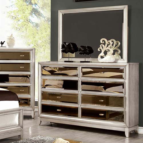House of Hampton Willisville 8 Drawer Double Dresser mirrored furniture 