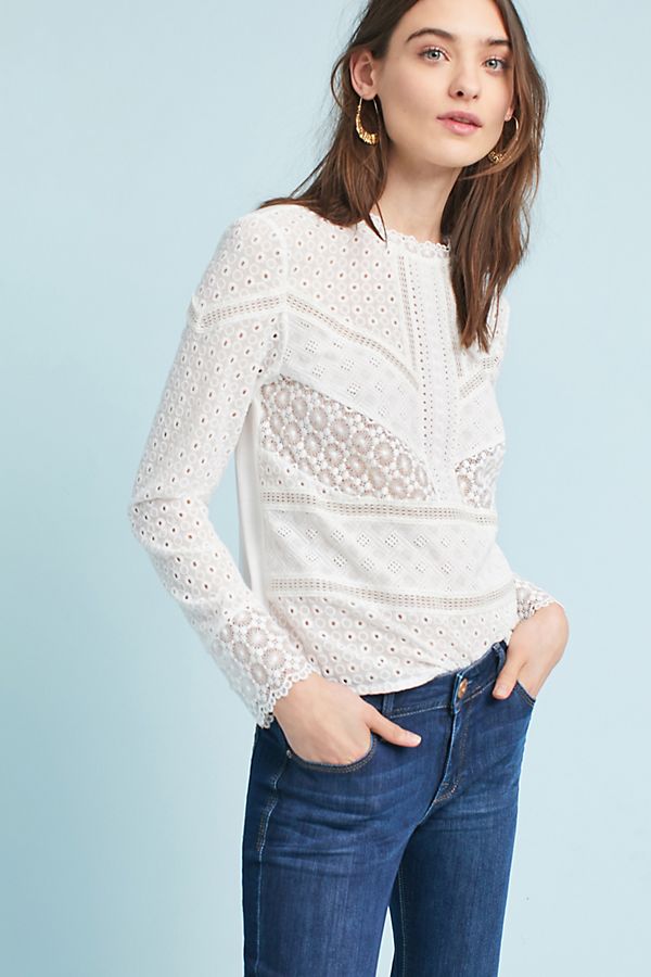 James Coviello Burnham Lace Top Cream anthropologie winter fashion sale