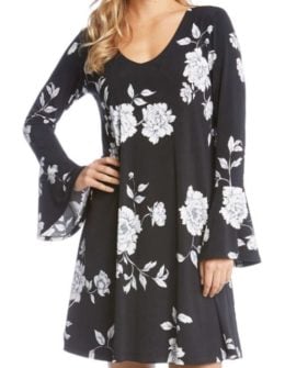 KAREN KANE Taylor Bell Cuff Floral A-Line Dress Flower Black floral print dresses women winter 2018