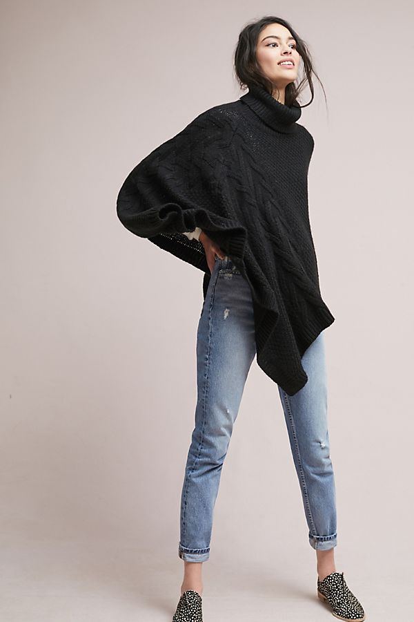 Line & Dot Turtleneck Poncho Black anthropologie winter fashion sale