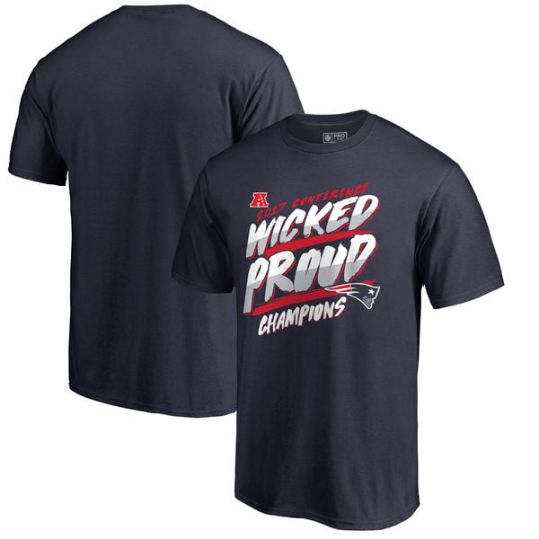 New England Patriots NFL Pro Line by Fanatics Branded 2017 AFC Champions Hometown Playaction T-Shirt – Navy Wicked Proud 2017 afc champions new england patriots locker room hats shirts men women kids