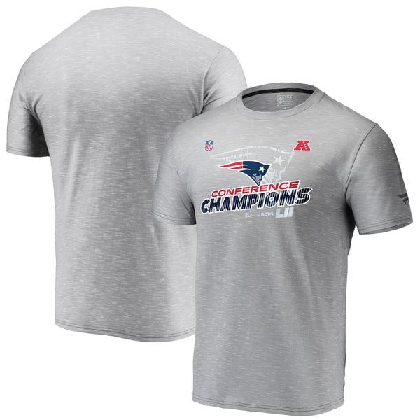 New England Patriots NFL Pro Line by Fanatics Branded 2017 AFC Champions Trophy Collection Locker Room T-Shirt – Gray afc champions 2017 new england patriots locker room hats shirts men women kids