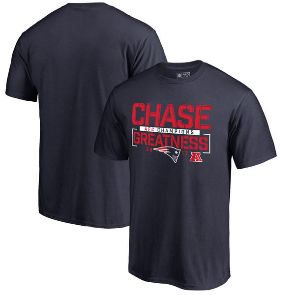 New England Patriots NFL Pro Line by Fanatics Branded 2017 AFC Champions Will T-Shirt – Navy Chase Greatness 