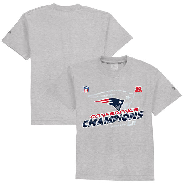 New England Patriots NFL Pro Line by Fanatics Branded Toddler 2017 AFC Champions Trophy Collection Locker Room T-Shirt – Heather Gray