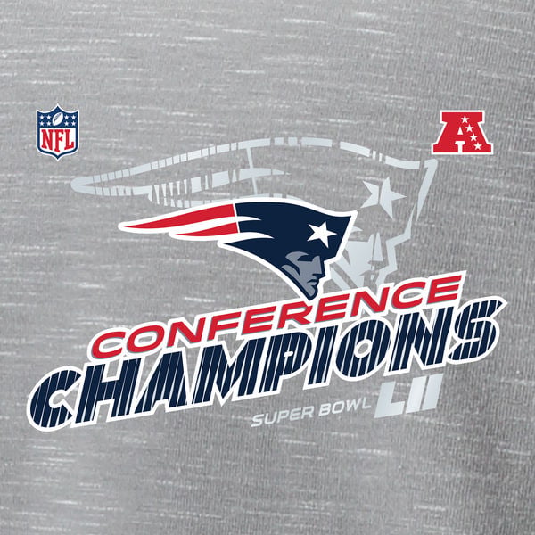 New England Patriots NFL Pro Line by Fanatics Branded Women's 2017 AFC Champions Trophy Collection Locker Room V-Neck T-Shirt – Gray afc champions 2017 new england patriots locker room hats shirts men women kids 