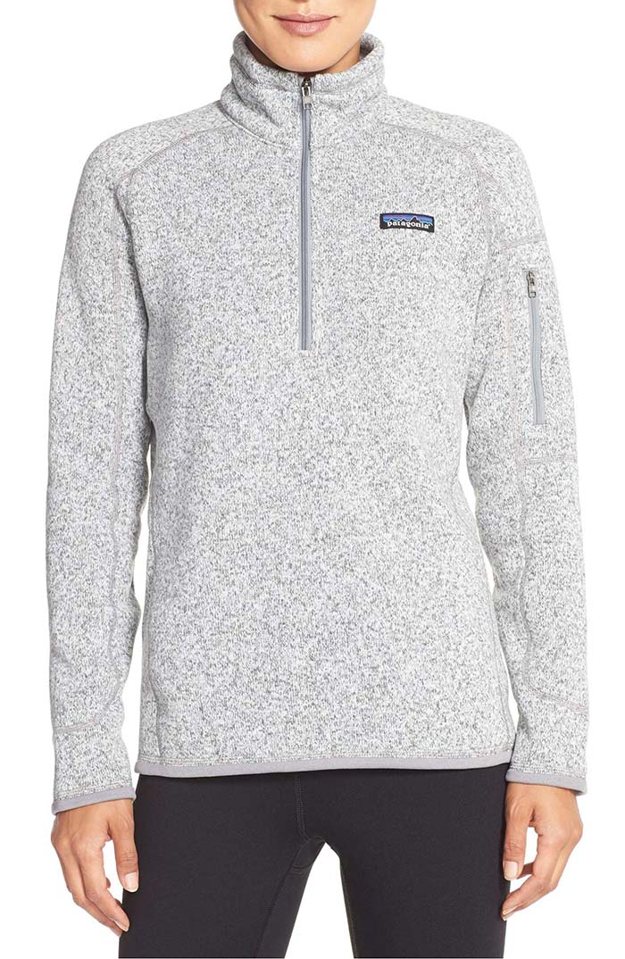 PATAGONIA 'Better Sweater' Zip Pullover Birch White winter fleece pullovers under 120 dollars women