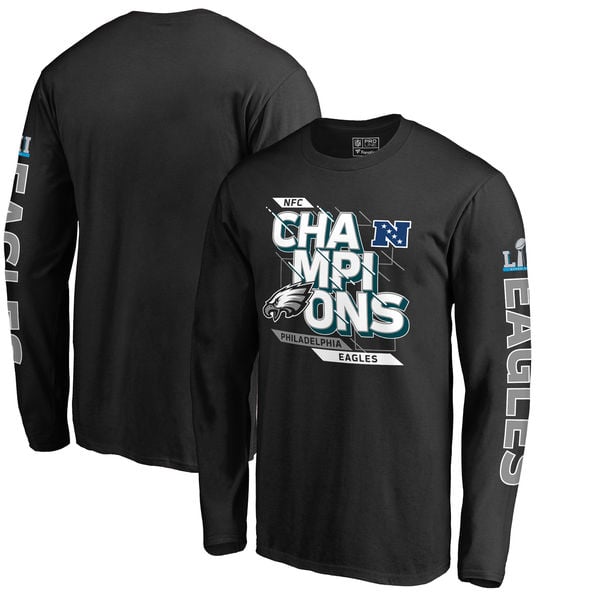 Philadelphia Eagles NFL Pro Line by Fanatics Branded 2017 NFC Champions Bunch Long Sleeve T-Shirt – Black 