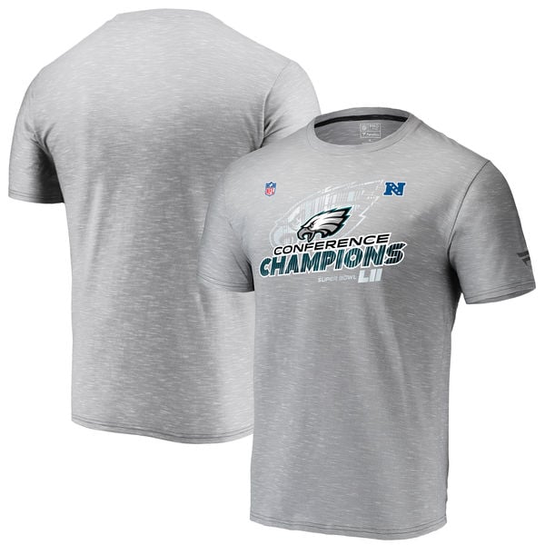 Philadelphia Eagles NFL Pro Line by Fanatics Branded 2017 NFC Champions Trophy Collection Locker Room T-Shirt – Gray 2017 NFC Champions Philadelphia Eagles Locker Room Hats, Shirts for Men