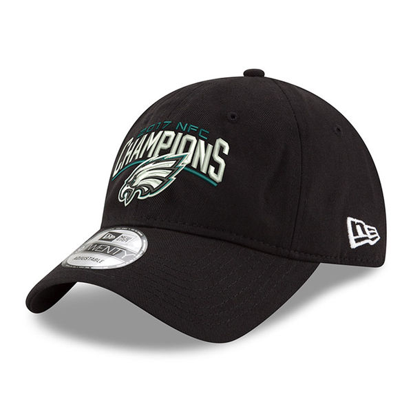 Philadelphia Eagles New Era 2017 NFC Champions 9TWENTY Adjustable Hat – Black 2017 NFC Champions Philadelphia Eagles Locker Room Hats, Shirts for Men