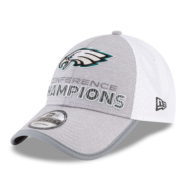 Philadelphia Eagles New Era 2017 NFC Champions Locker Room Trophy Collection 9FORTY Adjustable Hat – Heather Gray 2017 NFC Champions Philadelphia Eagles Locker Room Hats, Shirts for Men