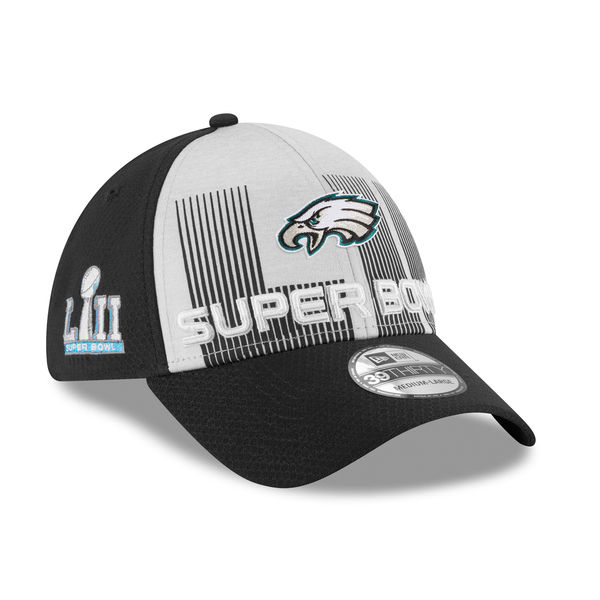 Philadelphia Eagles New Era Super Bowl LII Bound 39THIRTY Flex Hat – Gray 2017 NFC Champions Philadelphia Eagles Locker Room Hats, Shirts for Men