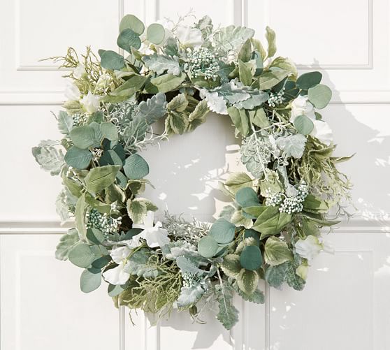 Pottery Barn FAUX SILVER SAGE WREATH pottery barn stock up and save sale