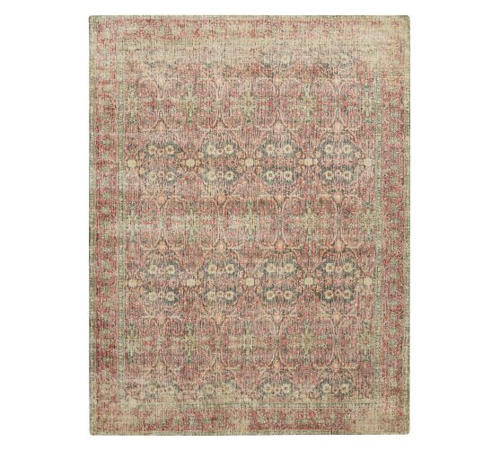 Pottery Barn Julianne Hand Tufted Rug Pink green yellow red sale paisley print