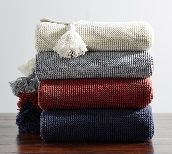 Pottery Barn KNITTED TASSEL THROW pottery barn stockup and save sale