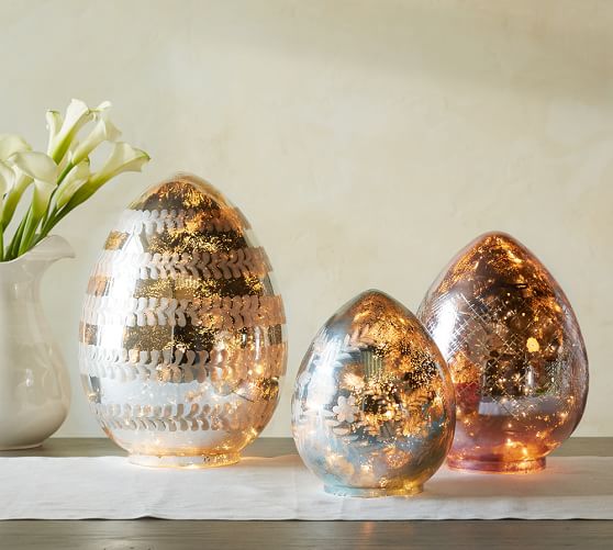 Pottery Barn LIT ETCHED MERCURY EGGS pottery barn stock up and save sale