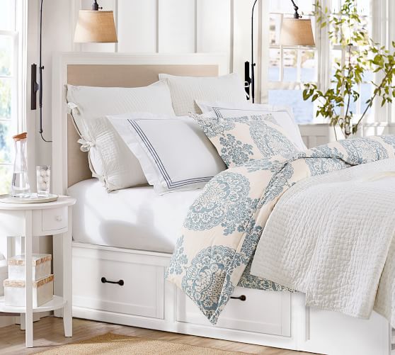 Pottery Barn PICK-STITCH HANDCRAFTED QUILT AND SHAM Eco-Friendly pottery barn white sale