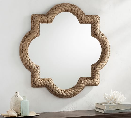 Pottery Barn ROPE MIRROR - QUATREFOIL nautical pottery barn weekend sale 20 percent off