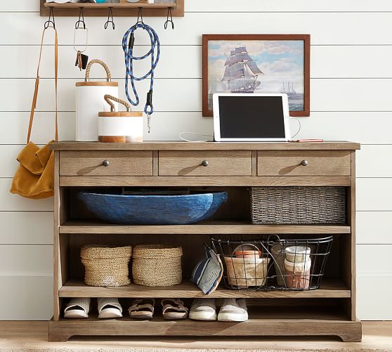Pottery Barn SAMANTHA SMART TECHNOLOGY CONSOLE TABLE, SEADRIFT pottery barn clearance sale extra 20 percent off