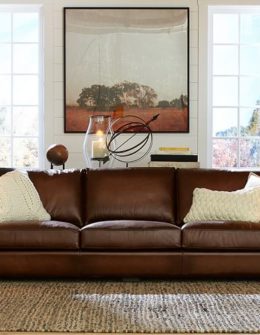 Pottery Barn TURNER ROLL ARM LEATHER SOFA pottery barn premier sale