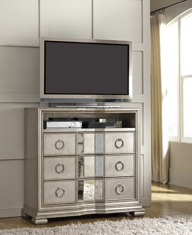Rosdorf Park Sorrel Brushed Platinum and Beveled Mirror 3 Drawer Double Dresser mirrored dressers 2018