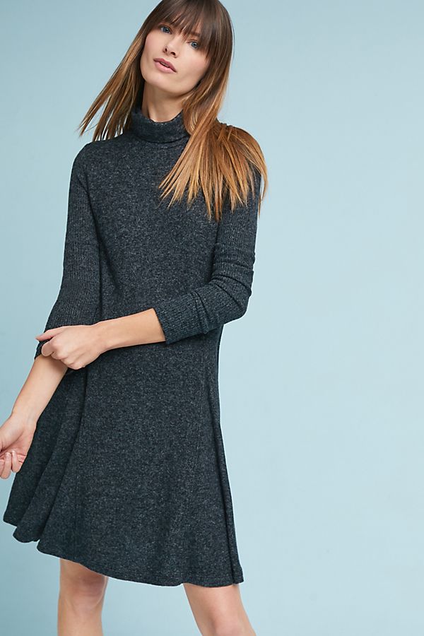 Saturday/Sunday Brushed Fleece Mock Neck Dress Dark Grey anthropologie winter fashion sale