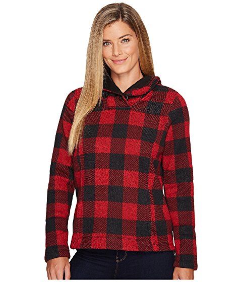 The North Face Crescent Hooded Pullover Cardinal Red Grizzly Print buffalo check plaid fleece pullovers winter 2018 