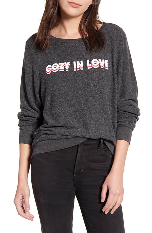 WILDFOX Cozy in Love Baggy Beach Jumper Pullover Clean Black valentines day sweaters women