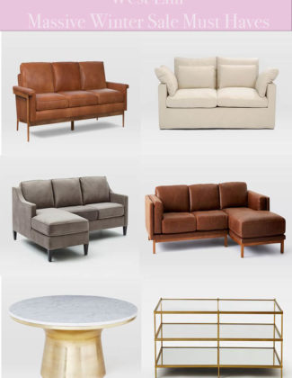 Lifestyle blogger Candace Rose Anderson of Candieanderson.com shares the best furniture and home decor items at 20% off during the 2018 West Elm Massive Winter Sale.