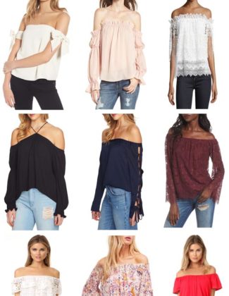 Off the shoulder blouses are a hot fashion trend for women in 2018! Style blogger Candace Rose Anderson shares the BEST off the shoulder blouses for women of all ages.