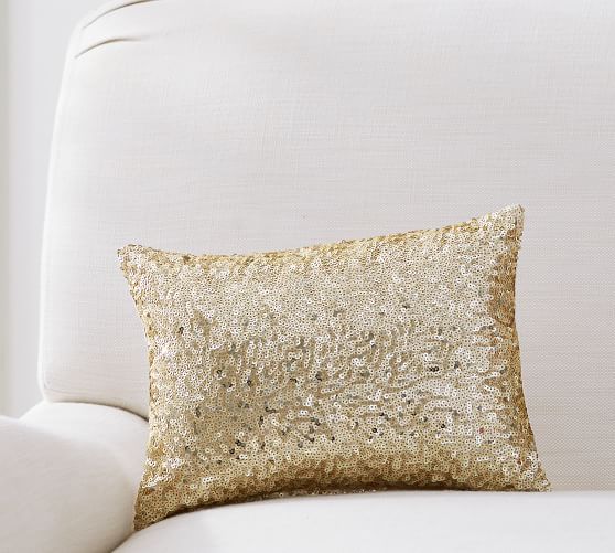 Pottery Barn THE EMILY & MERITT SEQUIN PILLOW Gold pottery barn premier sale