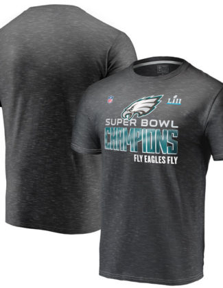 Philadelphia Eagles NFL Pro Line by Fanatics Branded Super Bowl LII Champions Trophy Collection Locker Room T-Shirt – Heather Charcoal Philadelphia Eagles Super Bowl LII Champion locker room