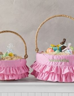 Pottery Barn Kids Gingham Ruffle Easter Basket Liners pottery barn kids easter baskets sale Pink White