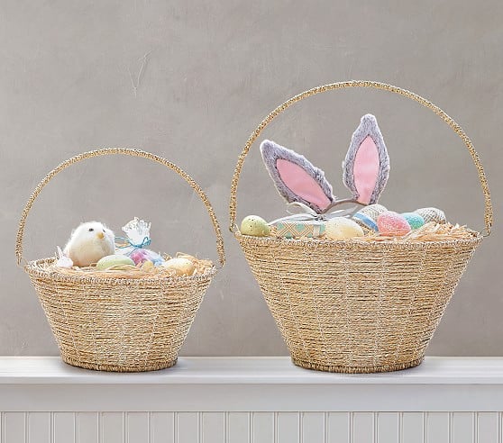 Pottery Barn Kids Gold Rope Collapsible Handle Easter Baskets pottery barn kids easter baskets sale