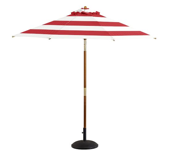 Pottery Barn PREMIUM SUNBRELLA® ROUND UMBRELLA - STRIPE Eco-Friendly Jockey Red pottery barn outdoor furniture sale