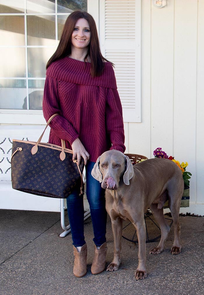 Candie Anderson and her beloved dog Fred pose for spring 2018.