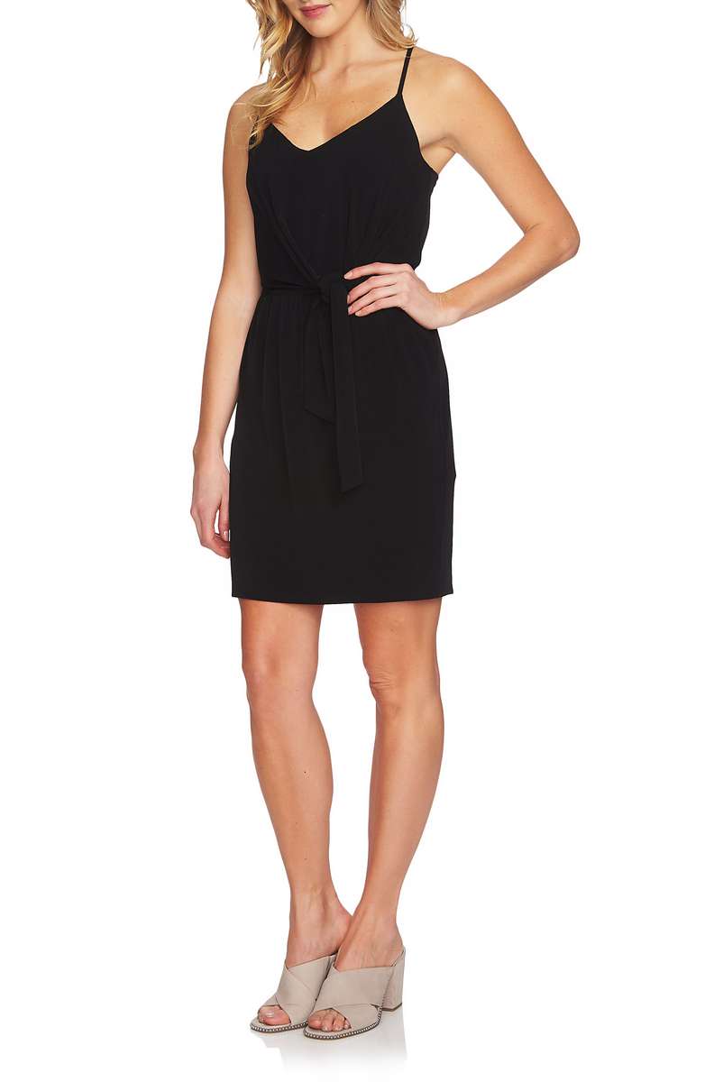1.STATE Tie Front Racerback Dress Rich Black tie waist dresses tie front dresses 