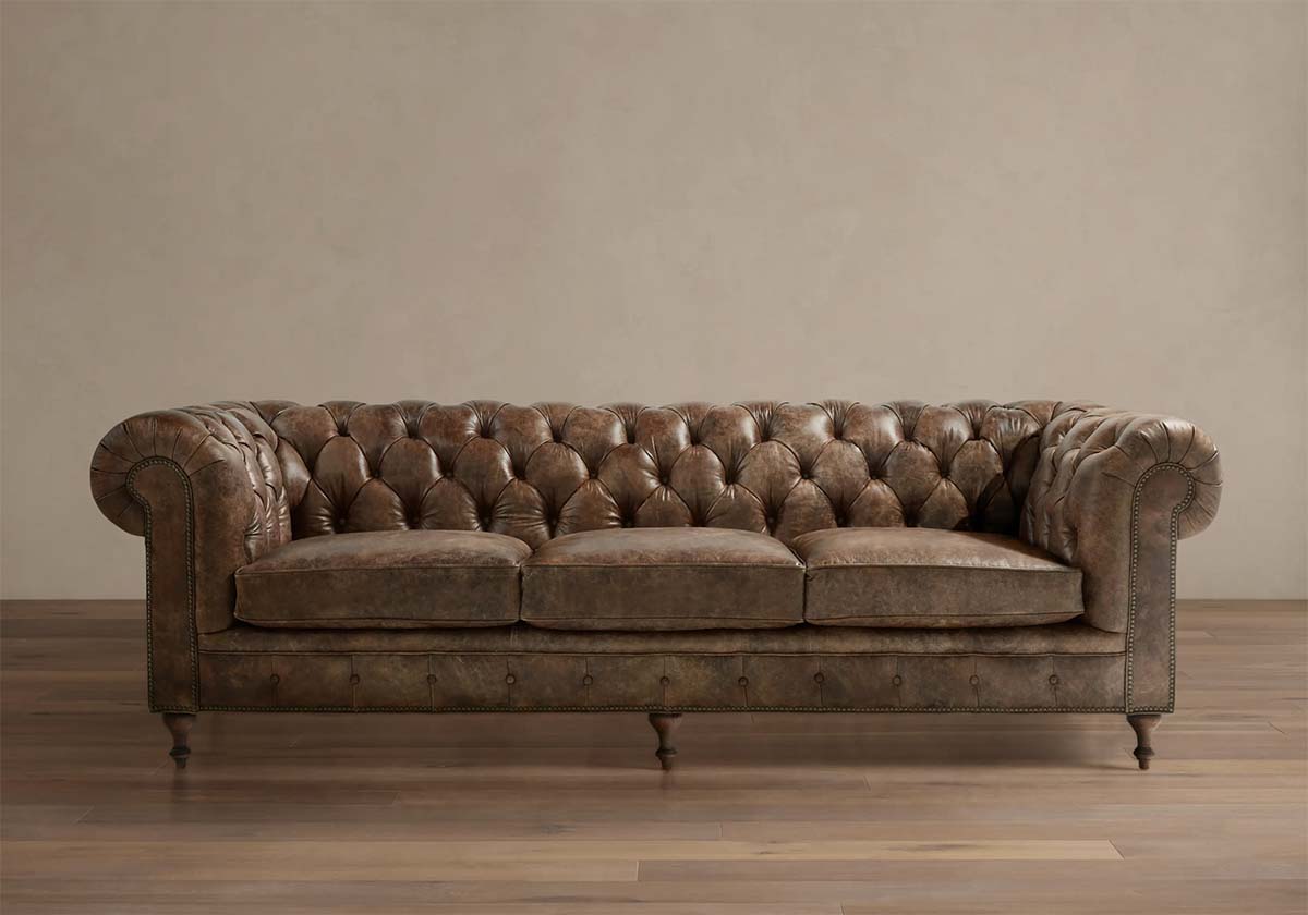 Arhaus Wessex Leather Sofa Bronco Whiskey best leather chesterfield sofas